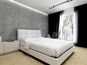 Industrialny gocław - Średnia szara sypialnia, styl nowoczesny - zdjęcie od Premiere Design