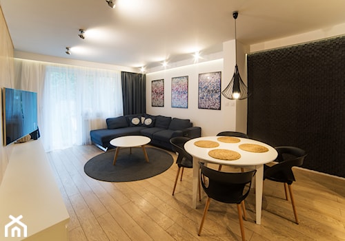 Mieszkanie w Poznaniu - Średni biały salon z jadalnią, styl nowoczesny - zdjęcie od Vivere Colorito