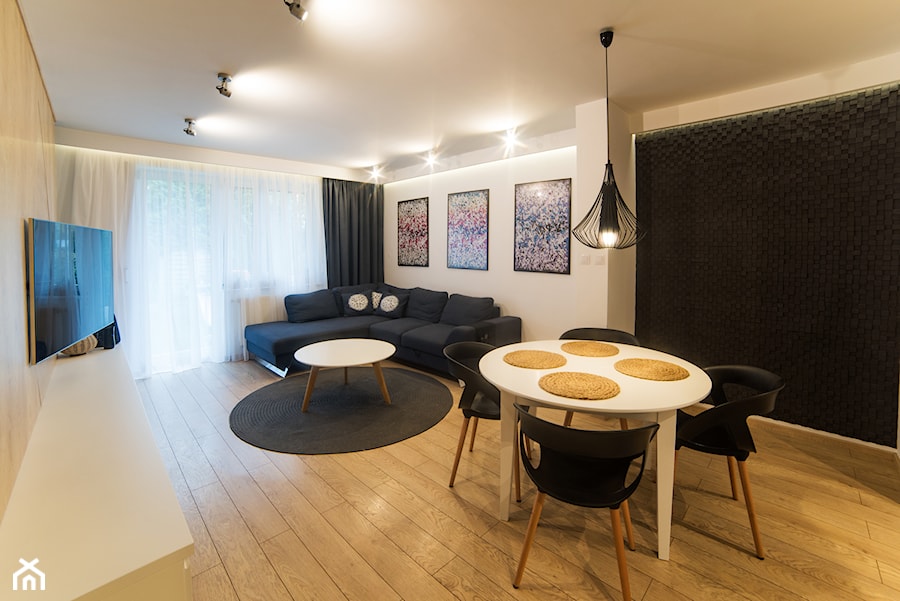 Mieszkanie w Poznaniu - Średni biały salon z jadalnią, styl nowoczesny - zdjęcie od Vivere Colorito