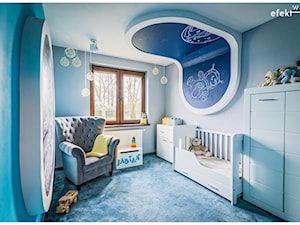 "Kosmiczny pokój " dla noworodka - Średni szary niebieski pokój dziecka dla niemowlaka dla dziecka dla chłopca dla dziewczynki, styl nowoczesny - zdjęcie od efektWOW Sylwia Bieniek
