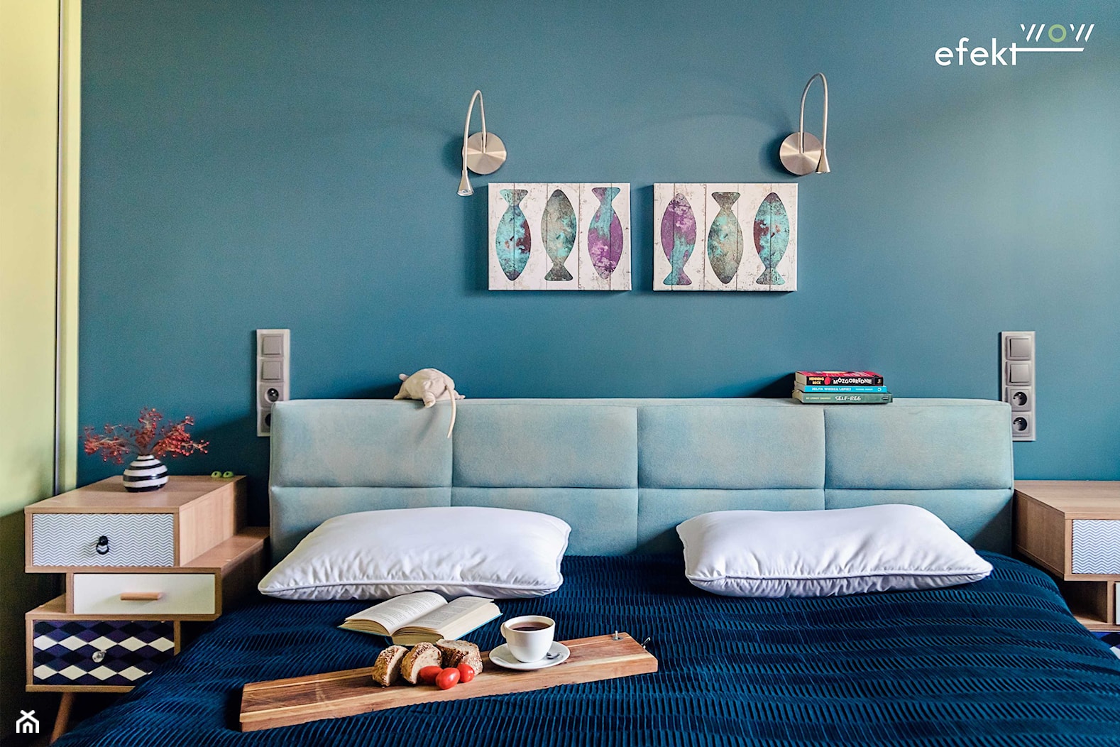 łóżko z zagłówkiem tapicerowanym - zdjęcie od efektWOW Sylwia Bieniek - Homebook