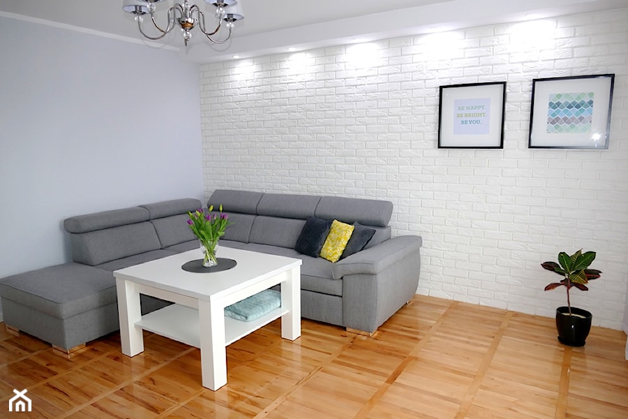 Metamorfoza salonu w bloku - szarość, biel i minimalizm - zdjęcie od Marta Napierała 2