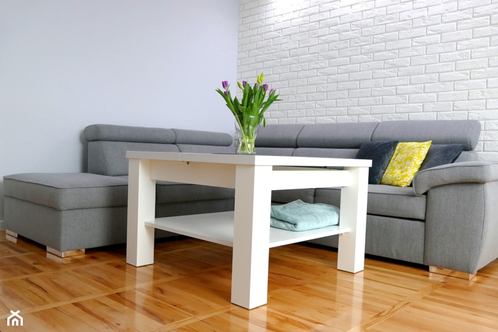 Metamorfoza salonu w bloku - szarość, biel i minimalizm - zdjęcie od Marta Napierała 2 - Homebook
