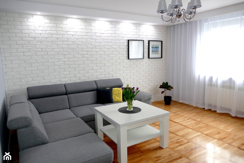 Metamorfoza salonu w bloku - szarość, biel i minimalizm - zdjęcie od Marta Napierała 2 - Homebook