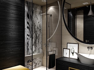 Musztardowy akcent - Średnia bez okna z lustrem z punktowym oświetleniem łazienka, styl glamour - zdjęcie od MM DeSign Małgorzata Mazur