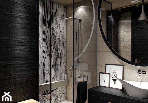 Musztardowy akcent - Średnia bez okna z lustrem z punktowym oświetleniem łazienka, styl glamour - zdjęcie od MM DeSign Małgorzata Mazur