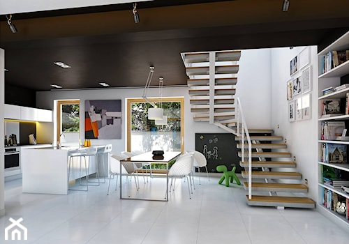 PROSTY 1 - nowoczesny dom bez okapu - Średnia biała jadalnia w kuchni, styl nowoczesny - zdjęcie od DOMY Z WIZJĄ - nowoczesne projekty domów