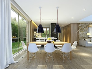 RODZINNY 1 - dom parterowy z dachem dwuspadowym - Średnia jadalnia w salonie, styl minimalistyczny - zdjęcie od DOMY Z WIZJĄ - nowoczesne projekty domów