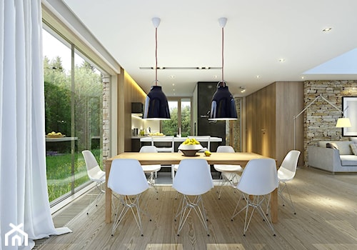 RODZINNY 1 - dom parterowy z dachem dwuspadowym - Średnia jadalnia w salonie, styl minimalistyczny - zdjęcie od DOMY Z WIZJĄ - nowoczesne projekty domów
