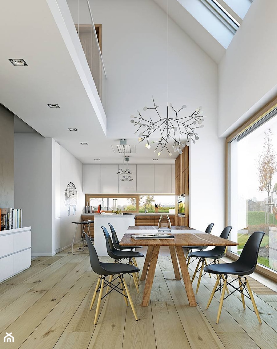 NOWOCZESNY 1 - nowoczesny dom o wyrazistej bryle - Średnia biała jadalnia w kuchni, styl skandynawski - zdjęcie od DOMY Z WIZJĄ - nowoczesne projekty domów
