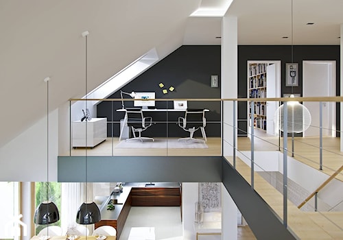 DOSKONAŁY 3 - atrakcyjny projekt dla 4-osobowej rodziny - Małe białe czarne biuro, styl minimalistyczny - zdjęcie od DOMY Z WIZJĄ - nowoczesne projekty domów