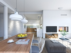 DOSTĘPNY 2 - mały dom z pięcioma sypialniami - Średnia biała jadalnia w salonie w kuchni, styl nowoczesny - zdjęcie od DOMY Z WIZJĄ - nowoczesne projekty domów