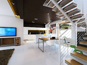 PROSTY 1 - nowoczesny dom bez okapu - Średnia biała jadalnia w kuchni, styl minimalistyczny - zdjęcie od DOMY Z WIZJĄ - nowoczesne projekty domów