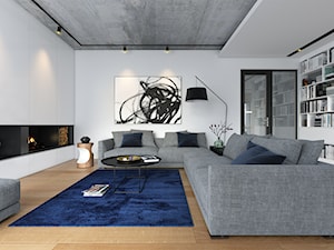 OTWARTY 1 - piętrowy dom z płaskim dachem - Salon, styl minimalistyczny - zdjęcie od DOMY Z WIZJĄ - nowoczesne projekty domów