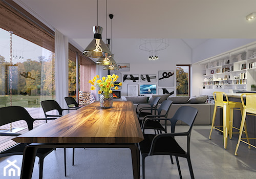 ODWAŻNY 2 - TRADYCYJNA BRYŁA Z NOWOCZESNYM DETALEM - Duża biała jadalnia w salonie w kuchni, styl nowoczesny - zdjęcie od DOMY Z WIZJĄ - nowoczesne projekty domów