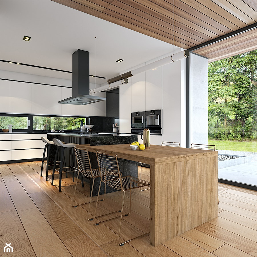 OTWARTY 1 - piętrowy dom z płaskim dachem - Kuchnia, styl skandynawski - zdjęcie od DOMY Z WIZJĄ - nowoczesne projekty domów