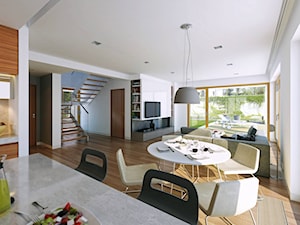 WYGODNY 1 - niewielki dom z poddaszem użytkowym - Średnia biała jadalnia w salonie, styl nowoczesny - zdjęcie od DOMY Z WIZJĄ - nowoczesne projekty domów