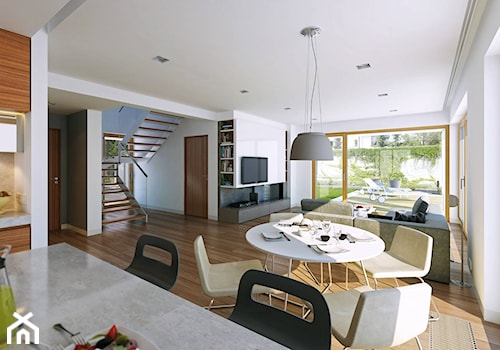 WYGODNY 1 - niewielki dom z poddaszem użytkowym - Średnia biała jadalnia w salonie, styl nowoczesny - zdjęcie od DOMY Z WIZJĄ - nowoczesne projekty domów