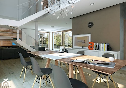 NOWOCZESNY 1 - nowoczesny dom o wyrazistej bryle - Duża beżowa jadalnia w salonie, styl minimalistyczny - zdjęcie od DOMY Z WIZJĄ - nowoczesne projekty domów