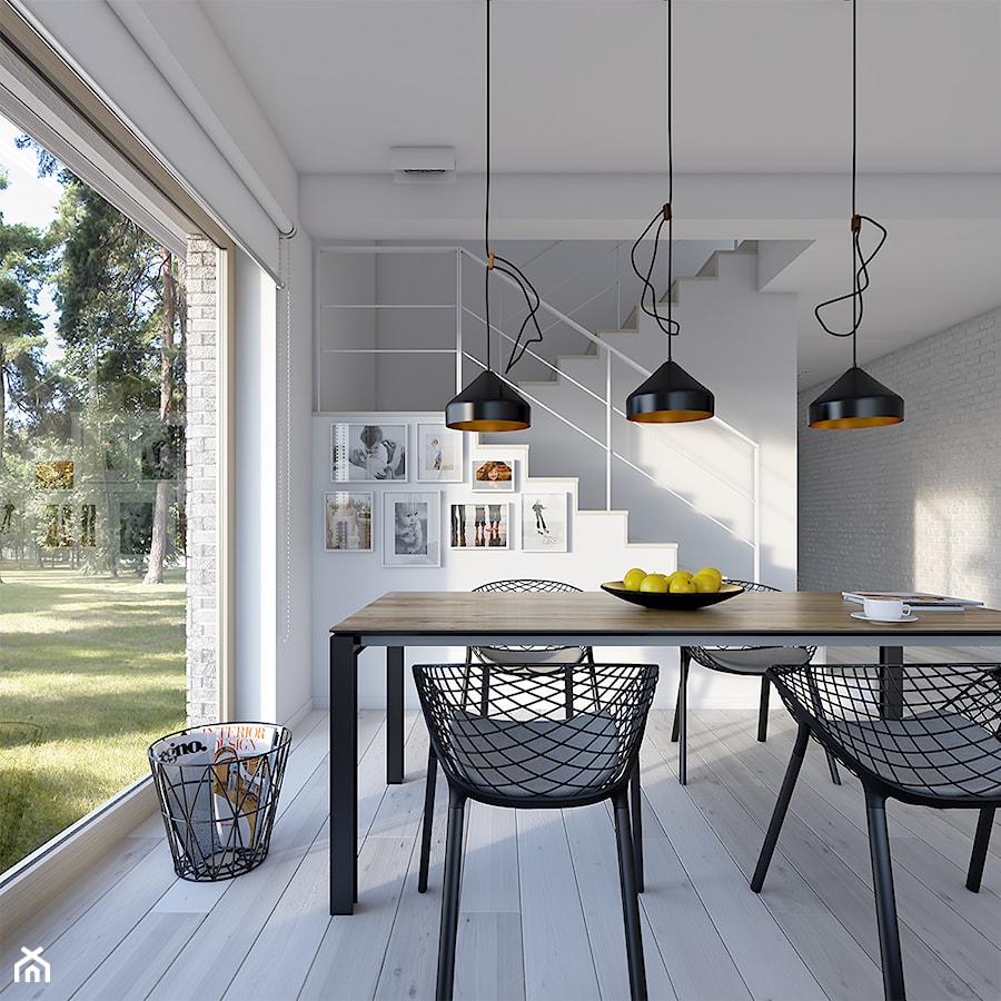 DOSTĘPNY 4A - niewielki dom z nowoczesnymi akcentami - Średnia biała jadalnia jako osobne pomieszczenie, styl skandynawski - zdjęcie od DOMY Z WIZJĄ - nowoczesne projekty domów