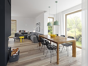PRAKTYCZNY 3A - niewielki dom z poddaszem użytkowym - Średnia biała jadalnia w salonie, styl minimalistyczny - zdjęcie od DOMY Z WIZJĄ - nowoczesne projekty domów
