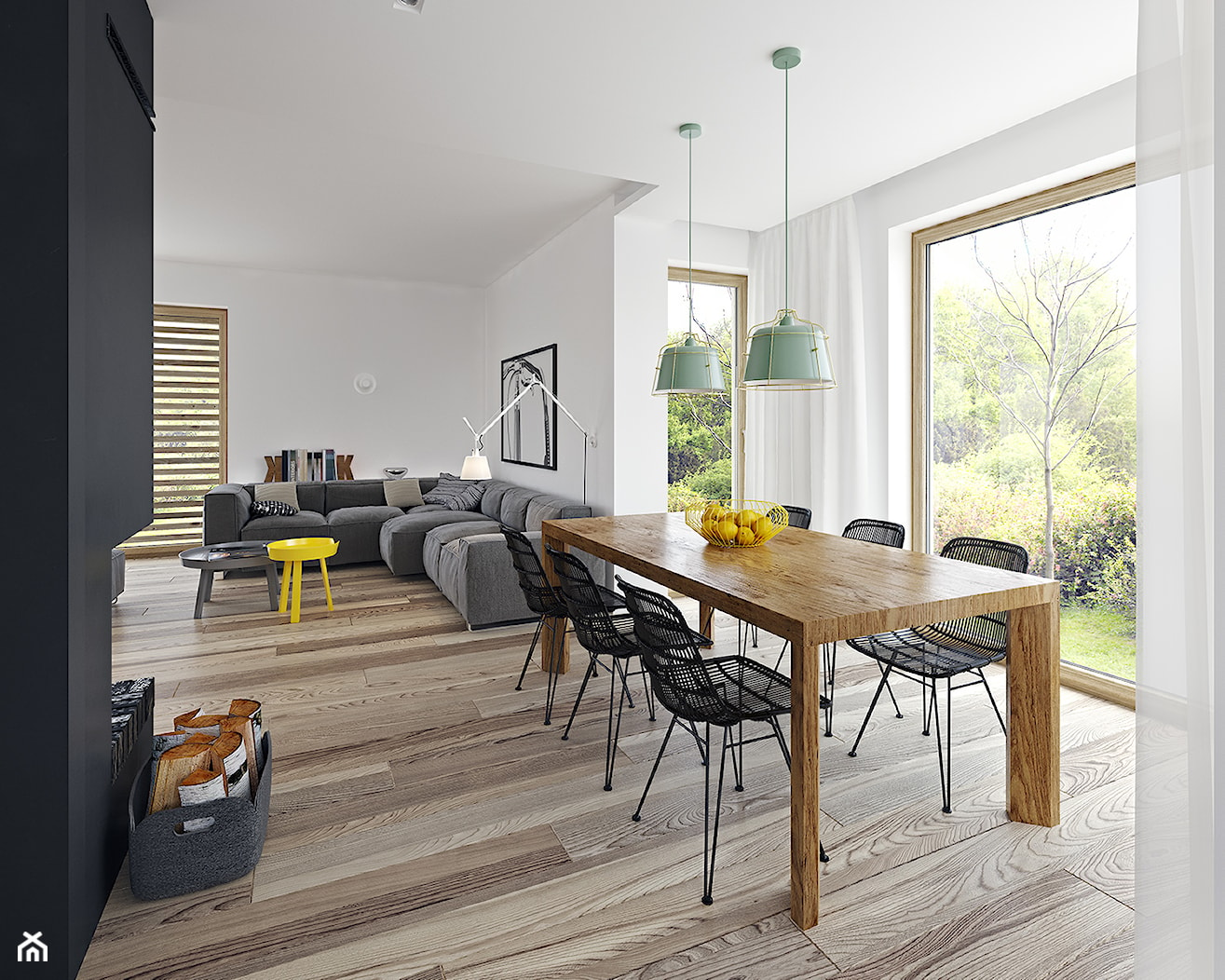 PRAKTYCZNY 3A - niewielki dom z poddaszem użytkowym - Średnia biała jadalnia w salonie, styl minimalistyczny - zdjęcie od DOMY Z WIZJĄ - nowoczesne projekty domów - Homebook