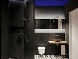ŁAZIENKA_dla_M_wersja_z_granatowym_sufitem - Średnia bez okna z punktowym oświetleniem łazienka, styl nowoczesny - zdjęcie od DOLAŃSKA WNĘTRZA