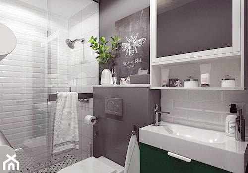 Dom Tychy - Średnia bez okna z lustrem z punktowym oświetleniem łazienka, styl nowoczesny - zdjęcie od INTUS DeSiGn