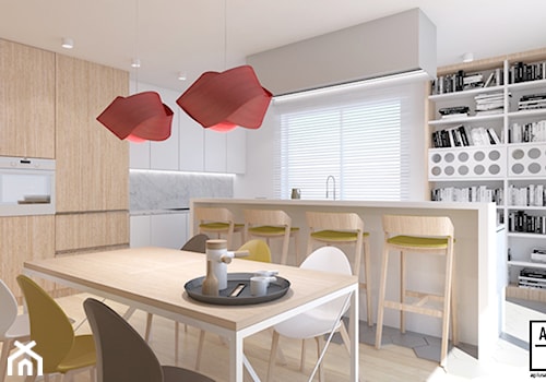 Mieszkanie 2+4, 192m2 - Duża jadalnia w kuchni, styl nowoczesny - zdjęcie od A+A