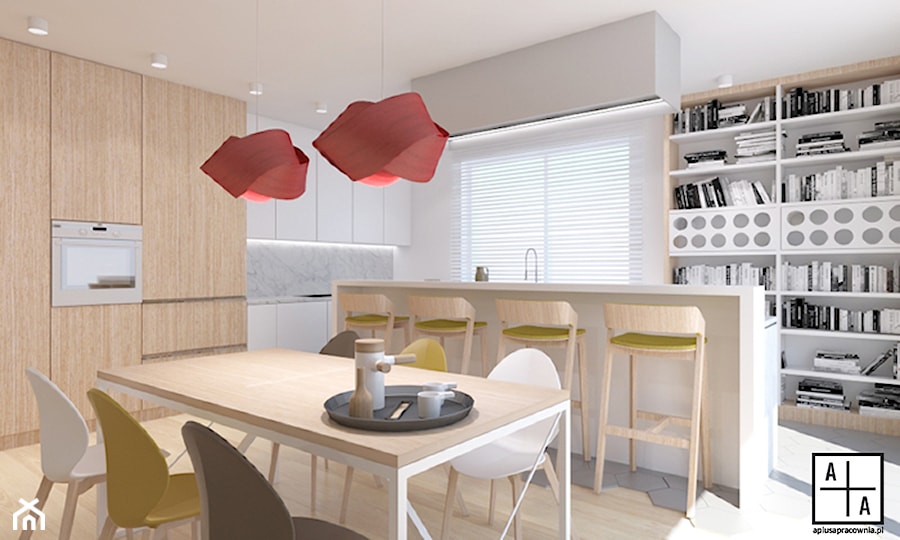 Mieszkanie 2+4, 192m2 - Duża jadalnia w kuchni, styl nowoczesny - zdjęcie od A+A