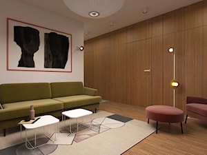 Mieszkanie 2+1, 80m2 - Średni beżowy salon z bibiloteczką, styl nowoczesny - zdjęcie od A+A