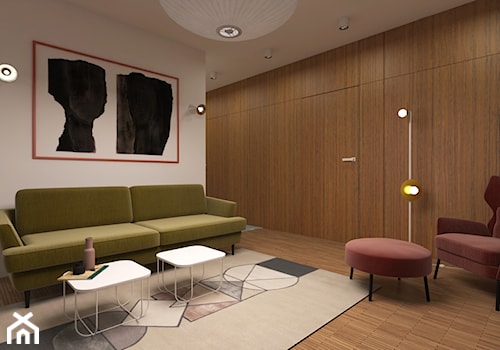 Mieszkanie 2+1, 80m2 - Średni beżowy salon z bibiloteczką, styl nowoczesny - zdjęcie od A+A