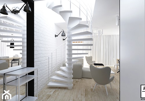 Mieszkanie 2+pies, 53m2 - Średni biały salon, styl industrialny - zdjęcie od A+A
