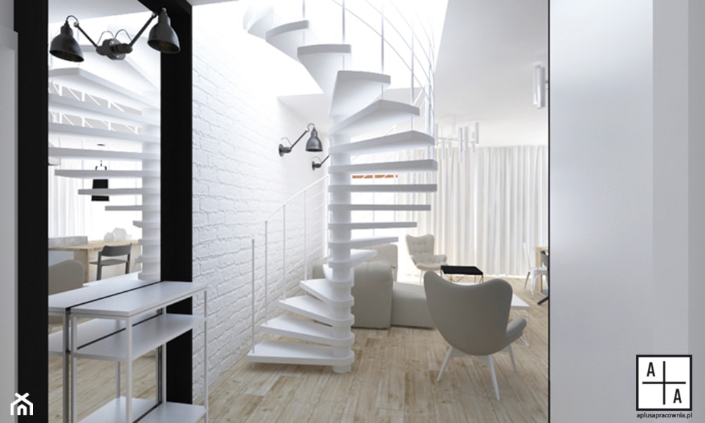 Mieszkanie 2+pies, 53m2 - Średni biały salon, styl industrialny - zdjęcie od A+A - Homebook