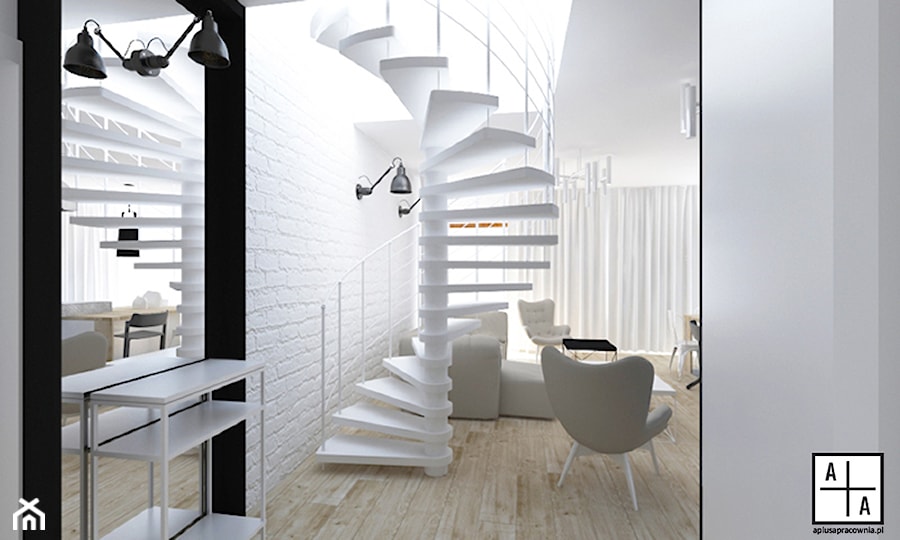 Mieszkanie 2+pies, 53m2 - Średni biały salon, styl industrialny - zdjęcie od A+A