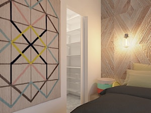 Mieszkanie 2, 60m2 - Średnia biała sypialnia z garderobą, styl industrialny - zdjęcie od A+A