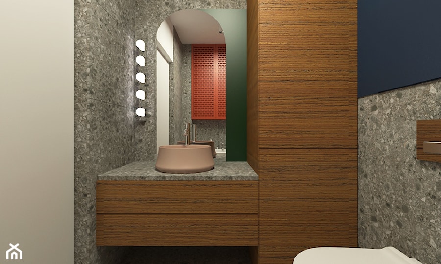 Mieszkanie 2+1, 80m2 - Mała z punktowym oświetleniem łazienka, styl nowoczesny - zdjęcie od A+A