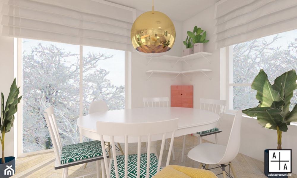 Mieszkanie 2, 84m2 - Średnia biała jadalnia, styl skandynawski - zdjęcie od A+A - Homebook