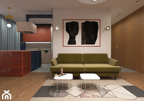 Mieszkanie 2+1, 80m2 - Średni szary salon, styl nowoczesny - zdjęcie od A+A