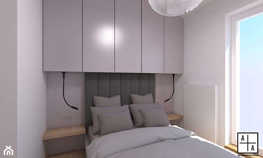 Mieszkanie 2+2, 78m2 - Mała biała sypialnia, styl minimalistyczny - zdjęcie od A+A