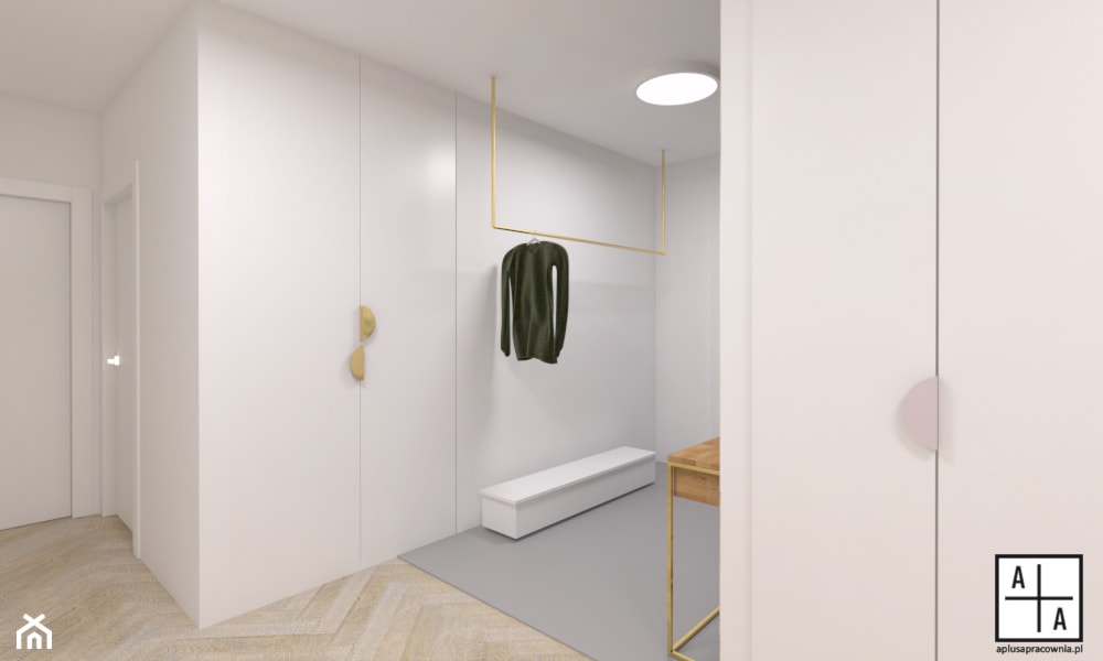 Mieszkanie 2, 84m2 - Średni z wieszakiem biały hol / przedpokój, styl skandynawski - zdjęcie od A+A - Homebook