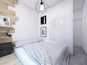 Mieszkanie 2+pies, 53m2 - Średnia biała brązowa czarna sypialnia, styl industrialny - zdjęcie od A+A