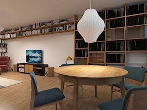 Mieszkanie 2+1, 80m2 - Duża szara jadalnia w salonie, styl nowoczesny - zdjęcie od A+A