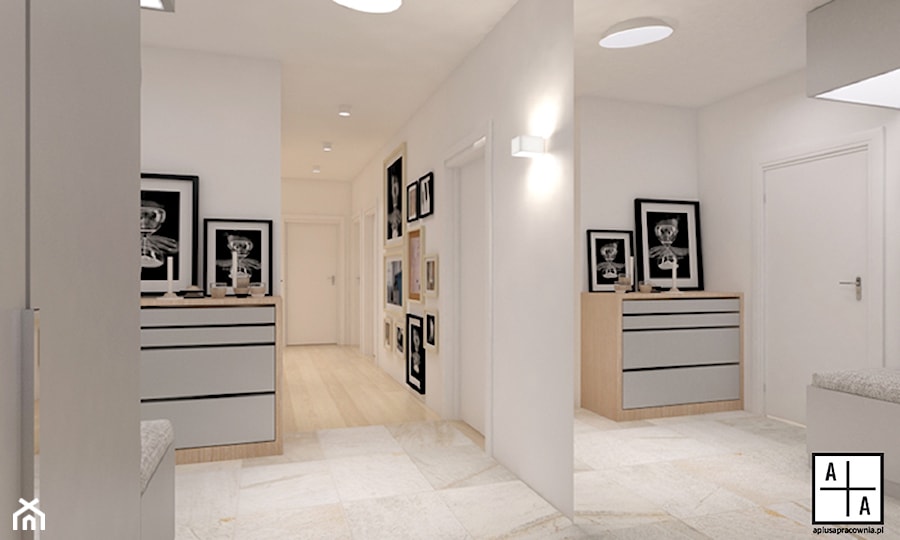 Mieszkanie 2+4, 192m2 - Średni biały hol / przedpokój, styl nowoczesny - zdjęcie od A+A