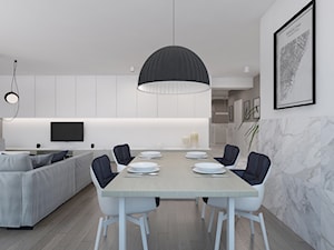 Mieszkanie 2+2, 127m2 - Średnia biała jadalnia w salonie, styl minimalistyczny - zdjęcie od A+A