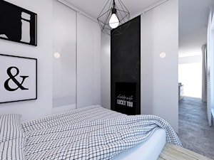 Mieszkanie 2+pies, 53m2 - Średnia biała czarna sypialnia, styl industrialny - zdjęcie od A+A