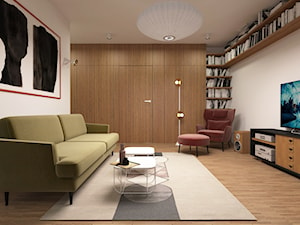Mieszkanie 2+1, 80m2 - Średni biały salon z bibiloteczką, styl nowoczesny - zdjęcie od A+A