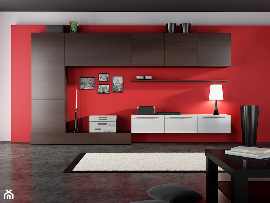 Meble modułowe - Duży czerwony salon, styl nowoczesny - zdjęcie od Or Design