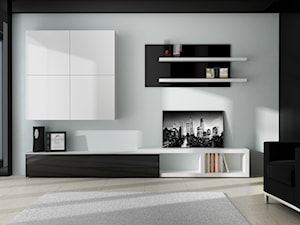 Meble modułowe - Średni biały czarny salon, styl nowoczesny - zdjęcie od Or Design