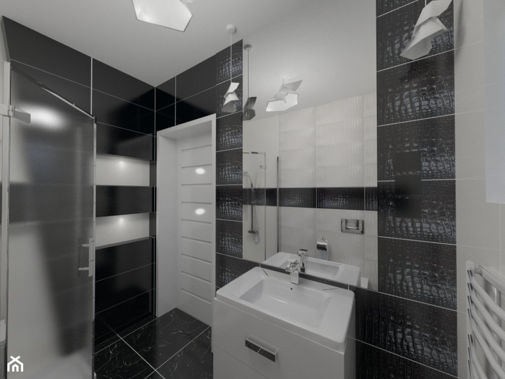 Łazienka w stylu glamour czarno-biała - zdjęcie od Katarzyna Wnęk - Homebook